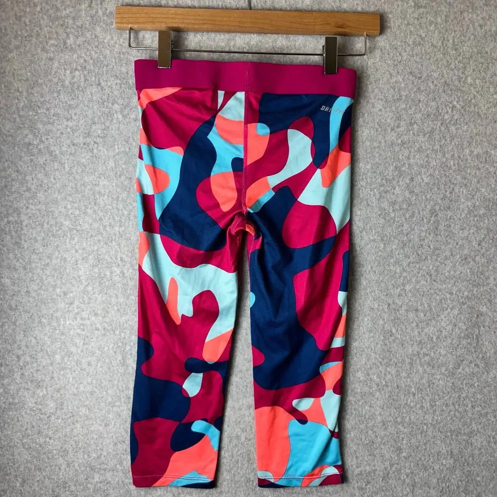 Nike Pro Dri Fit Leggings Girls Lg Camo Athletic Running Activewear Performance